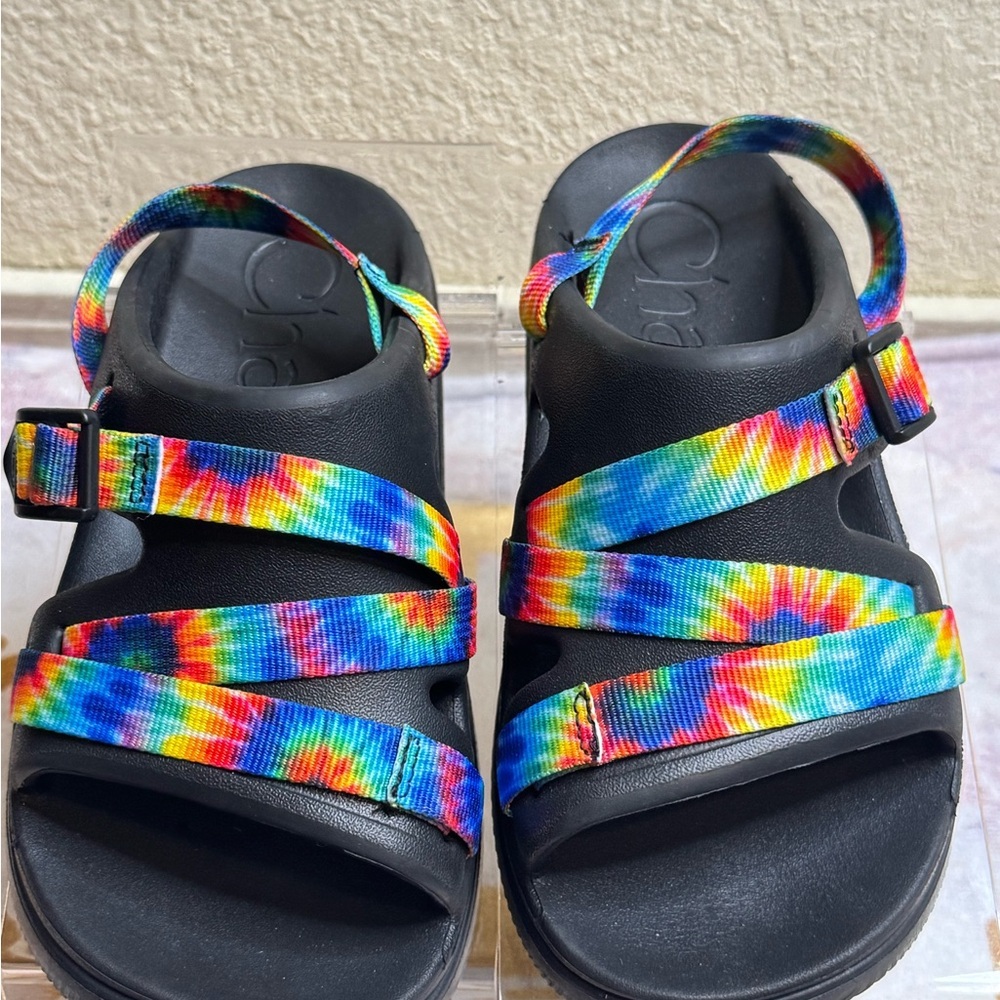 Chaco Chillos Sport Black Tie Dye Adjustable Straps Slingback Sandals